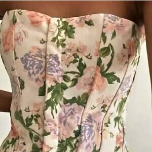 Zara Pink and white floral corset top in Size Small.